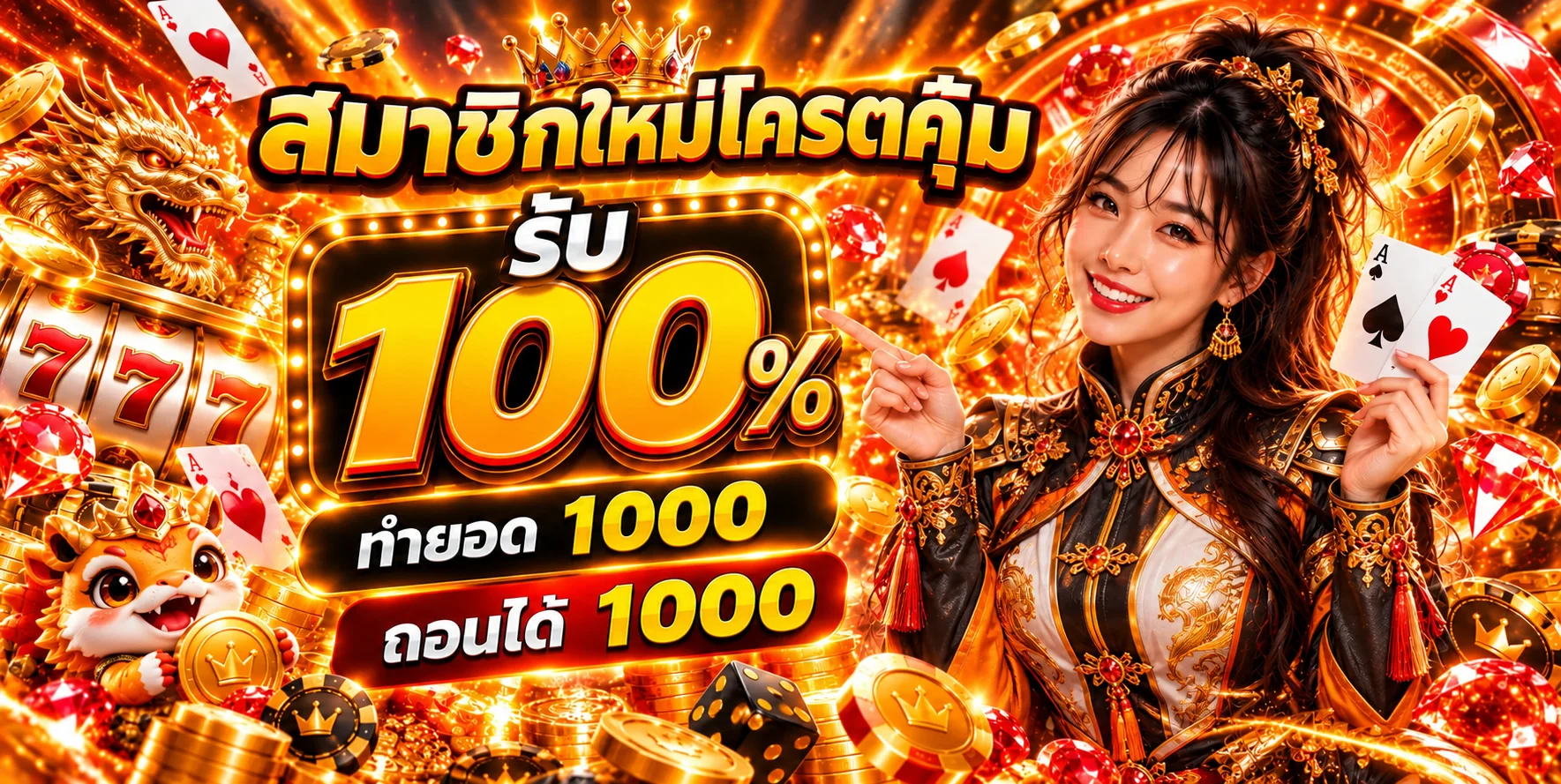 แบนเนอร์สมัครสมาชิก TGZ88 โทนส้มพร้อมมาสคอตเกม
